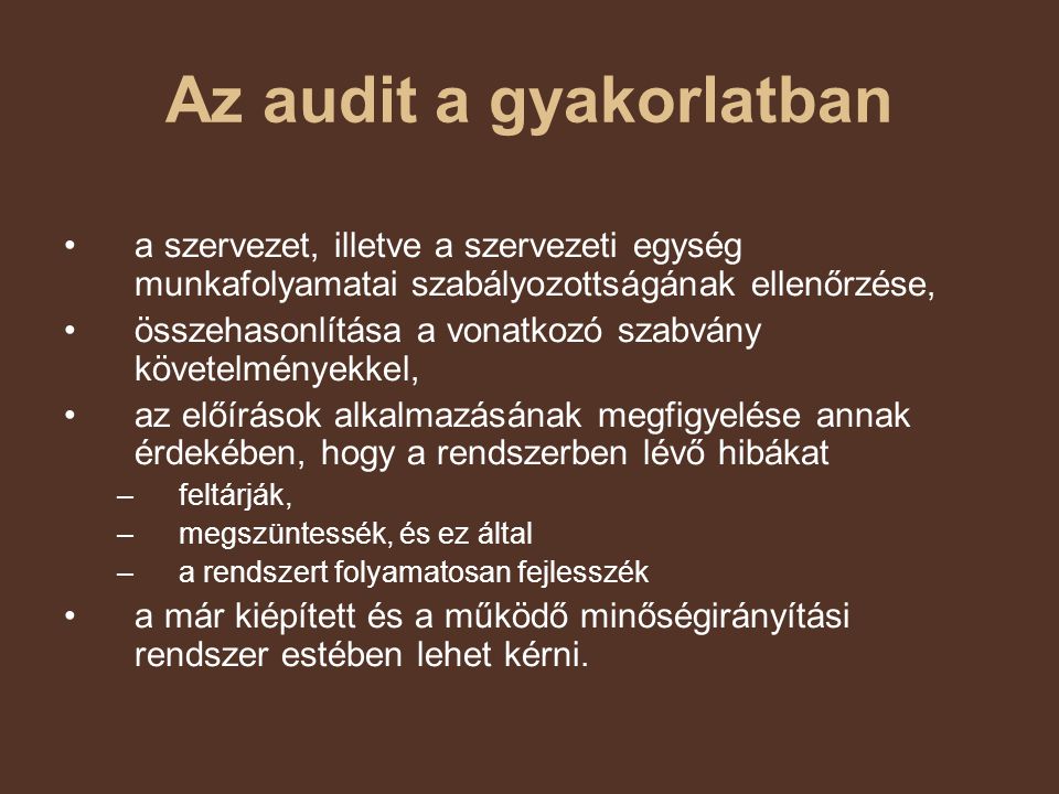 Az audit. ppt let lteni